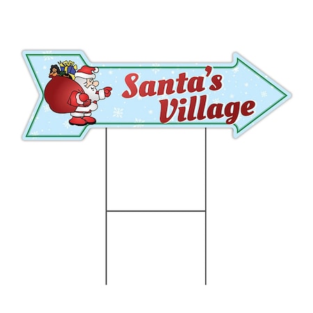 Santas Village Arrow Yard Sign Funny Home Decor 30in Wide